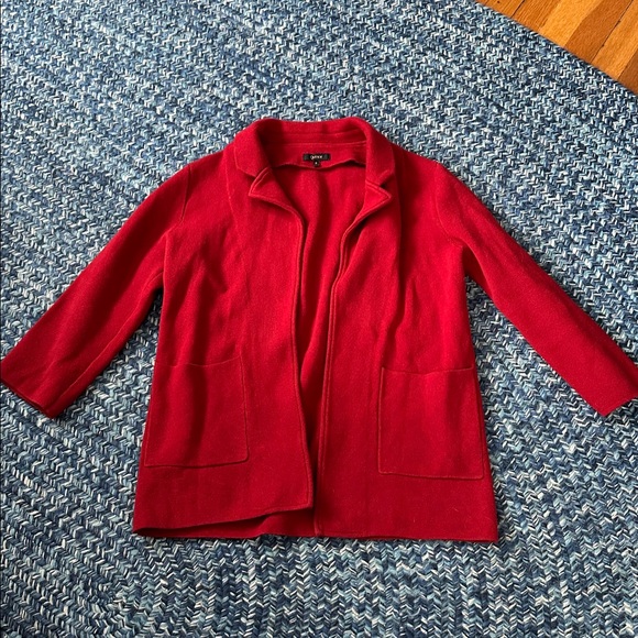 Quince Jackets & Blazers - Quince 100% Organic Cotton Knit Blazer Open Front, red